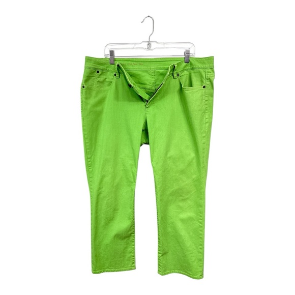 Talbots Women's 16W W-Signature Crop Flare Capri Jeans Lime Green Cotton Stretch - Picture 3 of 5